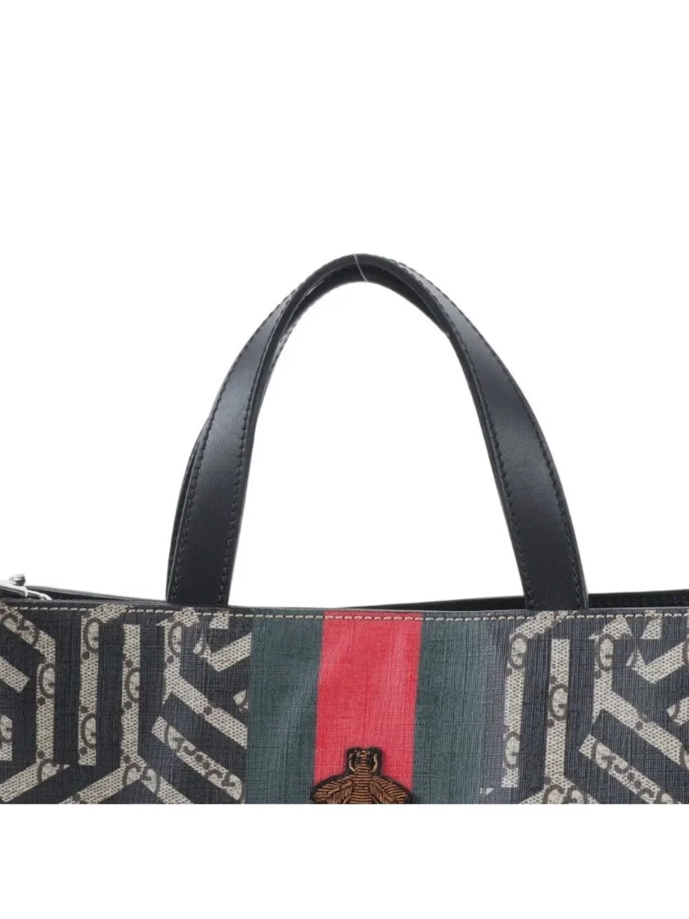 Gucci GG Carre Ido Sherry Line Leather 2-Way Tote Crossbody Shoulder
